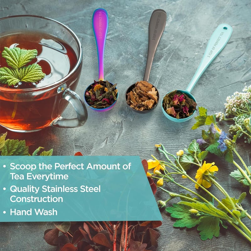Pure Matcha Loose Leaf Tea Spoon Measure | One Cup of Perfect Tea | Stainless Steel Scoop (50's Blue) - Image 2